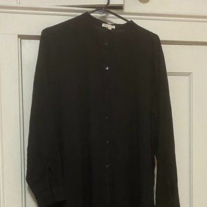 EILEEN FISHER Black Linen Shirt Dress Women's Large